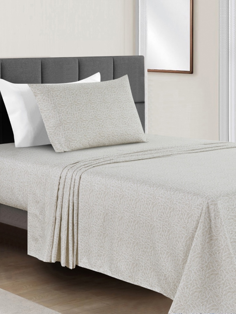 Sunham Microfiber Easy Care Printed 3-Pc. Sheet Set, Twin - Tan Leaf734737733688